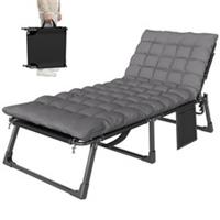 Outsunny Folding Sun Lounger, Oversized Camping Bed, Dark Grey
