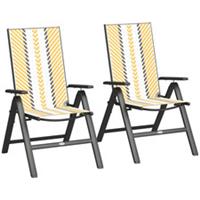 Outsunny 2PC Rattan Folding Chair 5-Position, Refurbished