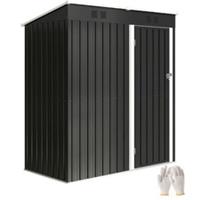 Outsunny 5 x 3 ft Lean-to Garden Shed, Outdoor Storage Shed, Dark Grey