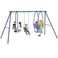Outsunny 3 in 1 Metal Kids Swing Set with Swing, Glider, Rocking Chair