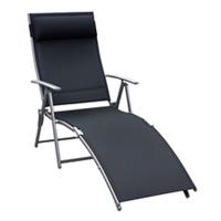 Outsunny 7-Level Textilene Sun Lounger with Pillow, Black, Refurbished