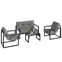 Outsunny 4pcs Garden Furniture Set Outdoor Conservatory Dark Grey