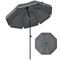 Outsunny 1.8 m Beach Umbrella Parasol with Sand Anchor, Tilt, Dark Grey