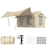 Outsunny Inflatable Tents 4 Season for 6-8 Person Khaki