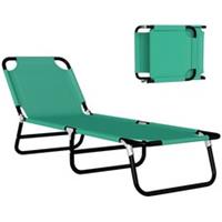 Outsunny Folding Outdoor Chaise Lounge Chair, Green, Refurbished