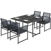 Outsunny Garden Dining Set, Outdoor Table and Chairs with Foldable Backrest