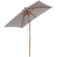 Outsunny Wooden Patio Umbrella Market Parasol Outdoor Sunshade 6 Ribs Grey