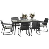 Outsunny 6 Seater Garden Dining Set with Cushions Rattan Backrest, Grey