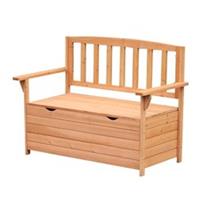 Outsunny Garden Storage Bench, 2 Seater Fir Wood Outdoor Bench, Natural