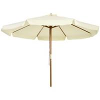 Outsunny Garden Parasol Patio Umbrella with Ruffles and Wooden Pole Beige