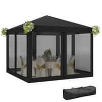 Outsunny Heavy Duty Pop Up Gazebo with Removable Mesh Sidewall Black