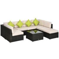 Outsunny 8 Pieces Patio Rattan Sofa Set Outdoor Garden Furniture Set Brown