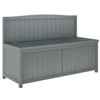 Outsunny Wood Storage Bench for Patio, Outdoor Garden Seating, Grey