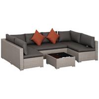 Outsunny 4 PCS Patio PE Rattan Wicker Sofa Conservatory Outdoor Furniture Set