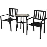 Outsunny Patio Bistro Set 1 Table 2 Stackable Chairs Galvanised Steel Frame