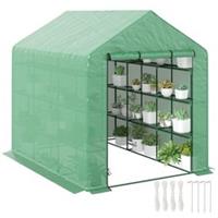 Outsunny Walk-in Garden Greenhouse with Shelves, Refurbished