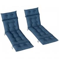 Outsunny Garden Lounge Chair Cushions Set of 2, 220gsm Fabric, Navy Blue