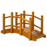 Outsunny Garden Bridge with Safety Railings for Pond Creek Stream, Brown