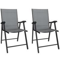 Outsunny Folding Garden Chairs Set of 2 with High Back, Armrests, Refurbished