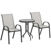 Outsunny Garden Bistro Set, Small Garden Set w/ Stackable Chairs, Refurbished