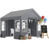 Outsunny 3 x 3 m Party Tent, Outdoor Canopy Tent with Sidewalls, Grey