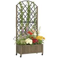Outsunny Garden Bed w/Metal Trellis, Wooden Elevated Planter Box Refurbished