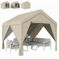Outsunny 3 x 3 m Outdoor Patio Gazebo with Netting and Curtains, Refurbished