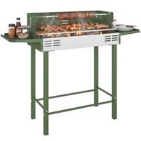 Outsunny Charcoal Spit Roasting Machine w/ 3-Tier Grill Grate, Green Refurbished