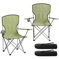 Outsunny Camping Chair Set of 2 Portable Folding Green, Refurbished