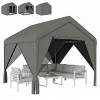 Outsunny 3 x 3 m Outdoor Patio Gazebo with Netting and Curtains Grey Refurbished
