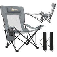 Outsunny Camping Chair Reclining Folding Portable Grey