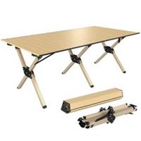 Outsunny 4ft Folding Camping Table, Picnic Table with Roll Up Top, Refurbished