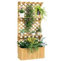 Outsunny Wooden Raised Planter with Trellis and 2 Shelves, Refurbished