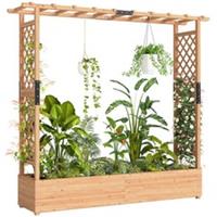 Outsunny Raised Bed for Garden with Trellis, 196 x 44 x 181 cm Refurbished