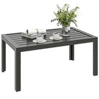 Outsunny Outdoor Side Table Garden Table w/ Steel Frame and Slat Top Refurbished