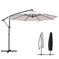 Outsunny 3 m Garden Cantilever Parasol with Cover, Rotation, White, Refurbished
