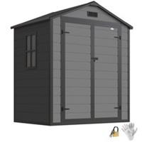 Outsunny Garden Shed 6'x4.5'Plastic Tool Storage House w/ Lockable Refurbished