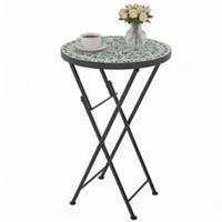 Outsunny Mosaic Garden Table, 35.5cm Folding Coffee Table, Green, Refurbished