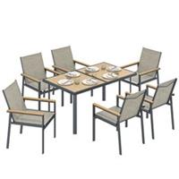 Outsunny 7 Piece Garden Dining Set, Outdoor Table and 6 Chairs, Refurbished