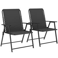 Outsunny Folding Garden Chairs, Outdoor Chairs Set of 2, Black, Refurbished