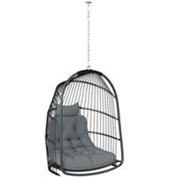 Indoor Outdoor Rattan Egg Swing Chair with Kit, Refurbished
