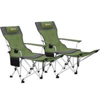 2PC Portable Reclining Camping Chairs, Olive Green & Grey, Refurbished