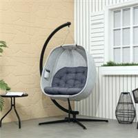 Outsunny Hanging Egg Chair Outdoor Indoor Swing Chair Folding Basket Refurbished