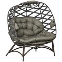 2-Seater Outdoor Egg Chair with Cushion & Cup Pockets, Sand, Refurbished