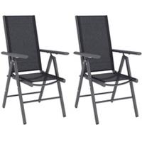 2Pcs Breathable Mesh Back Folding Garden Chairs, Dark Grey, Refurbished
