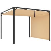 3x3m Retractable Roof Roller Shade Garden Pergola, Khaki, Refurbished