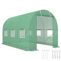 3.5x2m Walk-In Polytunnel Greenhouse with Roll Up Door, Green, Refurbished