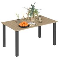 Slatted Metal Garden Table with Umbrella Hole, Brown, Refurbished