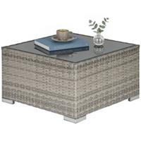 Outsunny Glass Top Rattan Patio Coffee Table for Backyard, Grey, Refurbished