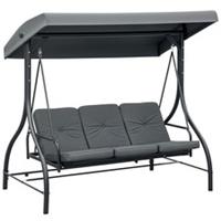Outsunny 3-Seater Canopy Porch Swing Hammock Bed, Dark Grey, Refurbished